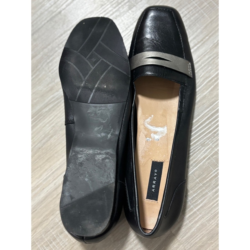 Array Black Leather Square Toe Slip On Loafer Sho… - image 3